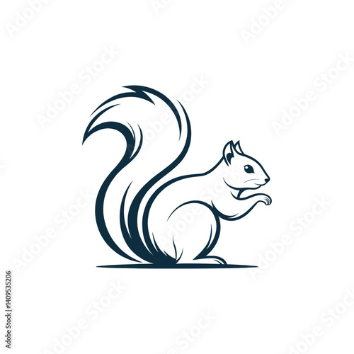 squirrel silhouette logo vector line art logo design
