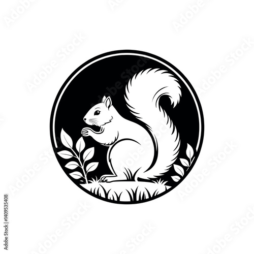 squirrel silhouette logo vector line art logo design
