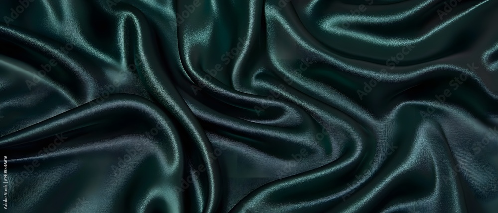 Fototapeta premium Luxurious Emerald Green Silk Satin Fabric Drape Texture