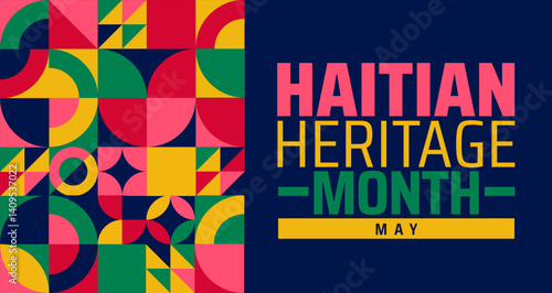 Cuadro en lienzo Haitian heritage month geometric shape pattern background banner or poster design template