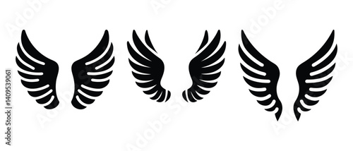 Stylized Wing Icon Set: Angelic and Minimalist Designs