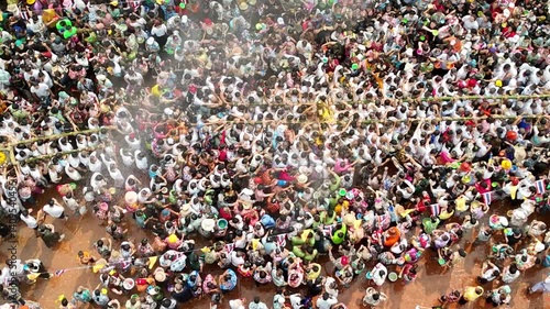 Traditional Song Nam Phra Ceremony with Luang Pho Phra Sai Buddha Statue Procession