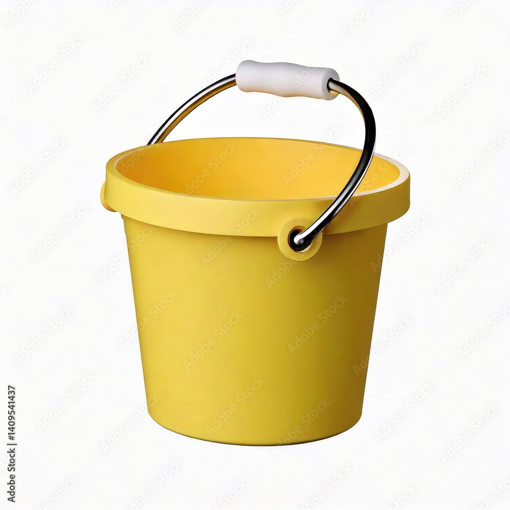 Bright Yellow Plastic Bucket with Metal Handle: A Clean Minimalist Design Bright Yellow Plastic Bucket with Metal Handle: A Clean Minimalist Design