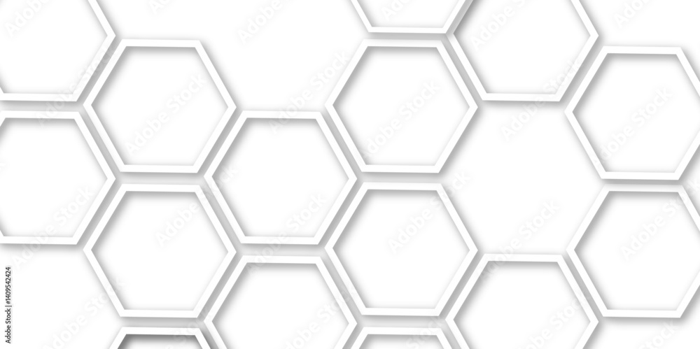 Abstract geometric technology 3d white bright hexagon and structure out line hexagon polygonal honeycomb luxury pattern vector background. Abstract geometric technology 3d white bright hexagon and structure out line hexagon polygonal honeycomb luxury pattern vector background.