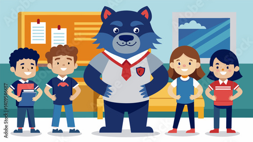 The school mascot was on full display as students and teachers proudly sported the mascots signature colors and logos.. Vector illustration