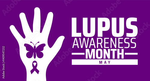 Lupus Awareness Month background banner or poster design template. observed every year in May. Holiday concept. Use to any Template, card, poster, placard, template.