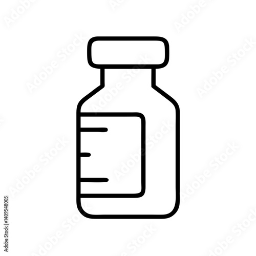 Outline vaccine vial vector icon symbol drawing injection dose medical immunization treatment bottle ampoule