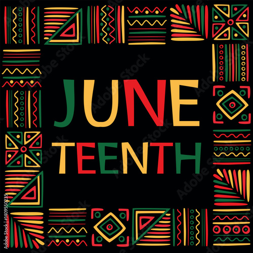 Juneteenth Independence Day american holiday, celebrated in June 19. African-American history and heritage. Poster, greeting card, banner. Vector illustration