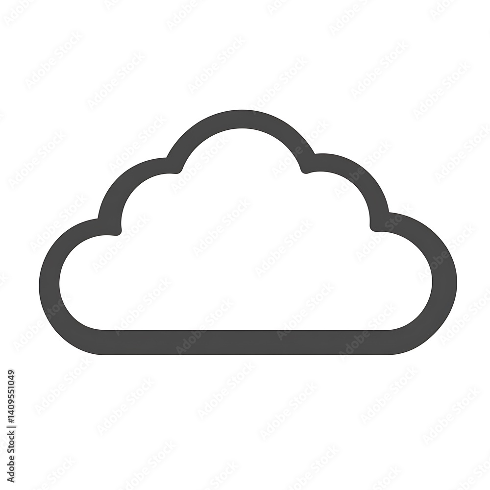 A simple image showing a fluffy outline of a cloud A simple image showing a fluffy outline of a cloud