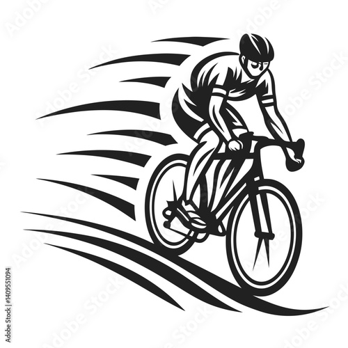 Cyclist Racing at High Speed