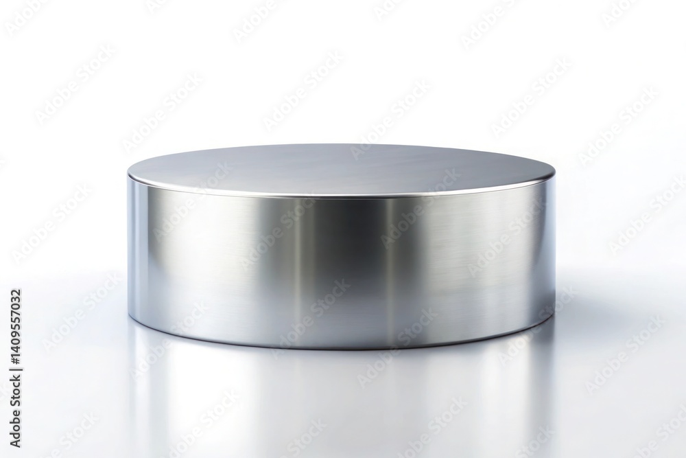 Silver Cylinder Pedestal Podium on White Background Silver Cylinder Pedestal Podium on White Background