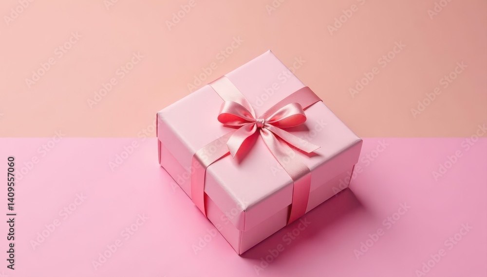 Pastel pink gift box on pink table, top view Plenty of copy space , marketing, gift wrapping, photography Pastel pink gift box on pink table, top view Plenty of copy space , marketing, gift wrapping, photography