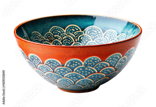 Obraz na płótnie Handcrafted ceramic bowl artisan product natural light unique design. Isolated on transparent background, png. w salonie