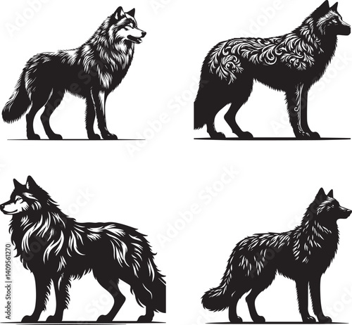 Nymeria Wolf Vector Art – Elegant Fantasy Wolf Inspired by Legendary Lore
