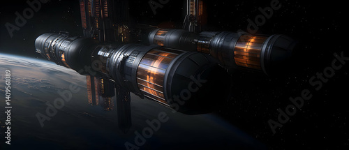 Fototapeta Naklejka Na Ścianę i Meble -  Orbital Space Station in Deep Space