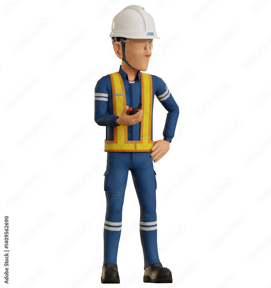 Isolate industrial worker hold walkie talkie Isolate industrial worker hold walkie talkie
