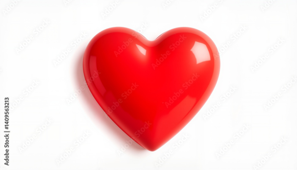 Vibrant red heart shape on white background, symbol of love Vibrant red heart shape on white background, symbol of love