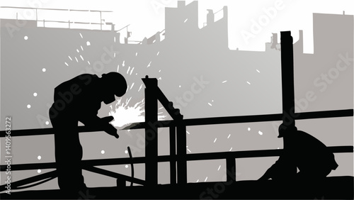 Welded in Shadows – Industrial Silhouette Art
