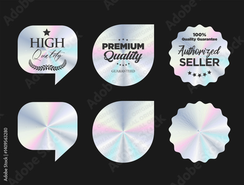 Hologram sticker and labels for official product guarantee and premium quality 100 percent genuine holographic seal 