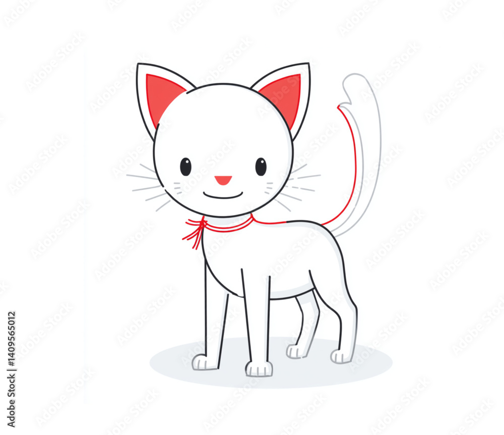 Obraz premium Cute cat in different poses. Vector cartoon flat illustration. Funny playful kitten on white background