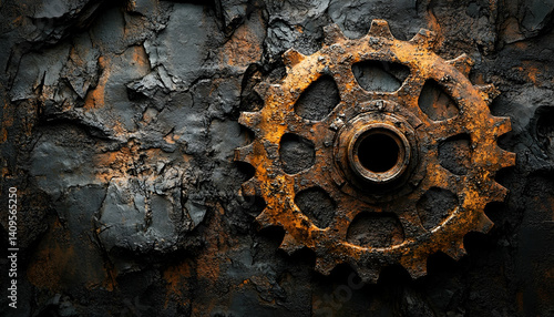 Abstract metal gear texture background dark warm tones