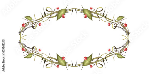 Wallpaper Mural Green grass thicket frame watercolor illustration. Tangled herbs. Wild grass horizontal invitation template. Organic wreath for card design, signboard Torontodigital.ca