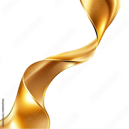 Golden swirl abstract background elegant curve luxury flow golden wave lines smooth shape decoration golden ribbon design element flowing gold banner graphic design modern art isolated on white