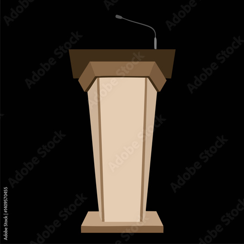 Wooden Podium with Microphone. Vector Image