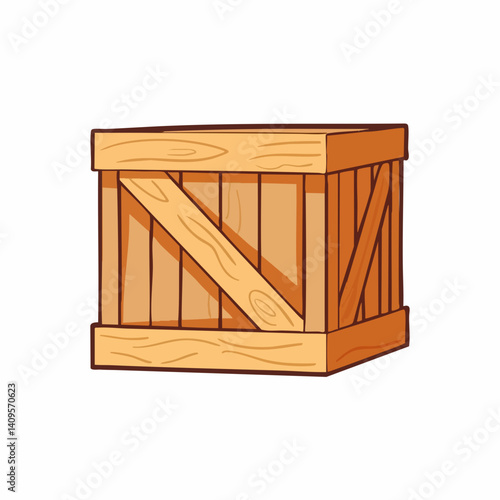Wooden Crate Illustration Vector Graphic. Vector Image