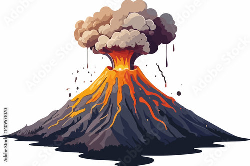 Volcanic Eruption Illustration Vector Graphic. Vector Image