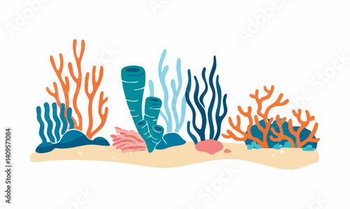 Undersea Reef Life Illustration. Vector Image