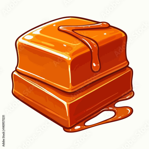 Stacked Caramel Candies with Drizzle. Vector Image