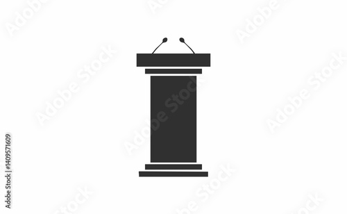 Speaker Podium with Microphones Icon Vector Illustration. Vector Image