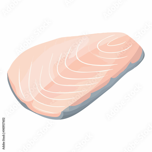 Single Fillet of Raw Fish. Vector Image