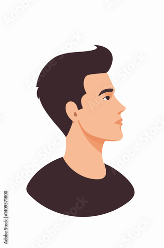 Profile view of a young man with short hair. Vector Image