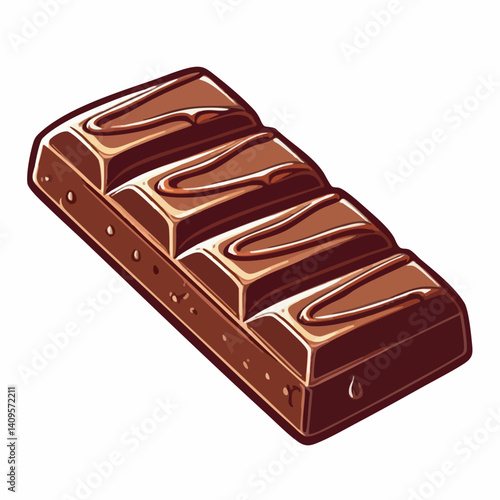 Milk Chocolate Bar with Drizzled Topping. Vector Image