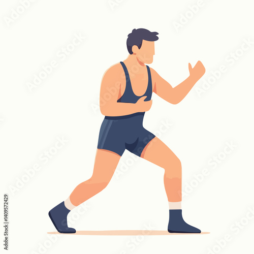 Male Athlete in Wrestling Stance. Vector Image