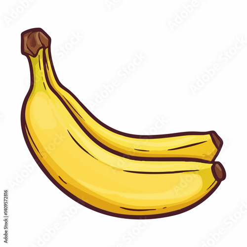 Hand Drawn Illustration of Two Bananas. Vector Image