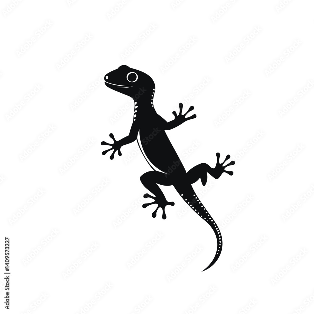 Naklejka premium Lizard graphic icon. Gecko salamander black sign isolated on white background. Vector illustration