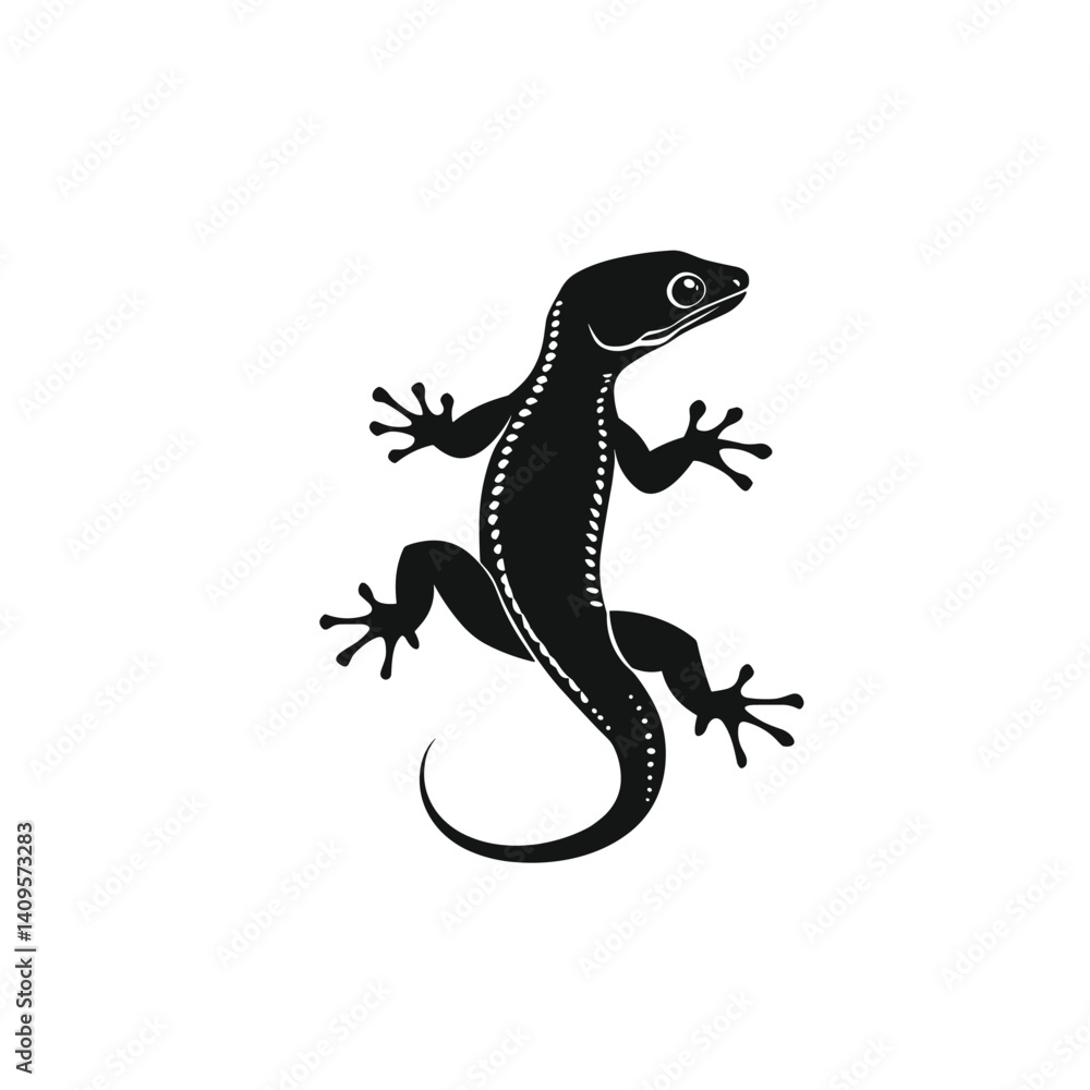 Fototapeta premium Lizard graphic icon. Gecko salamander black sign isolated on white background. Vector illustration