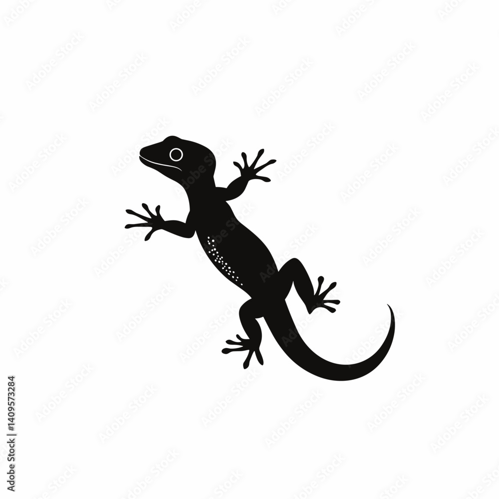 Fototapeta premium Lizard graphic icon. Gecko salamander black sign isolated on white background. Vector illustration
