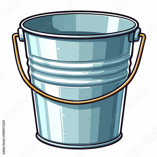 Empty Metal Bucket with Handle Illustration. Vector Image