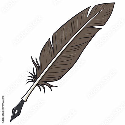 Elegant Quill Pen Illustration. Vector Image