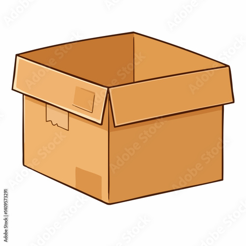 Empty Cardboard Box Illustration. Vector Image