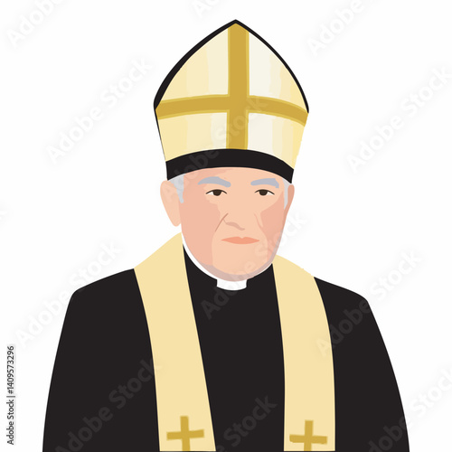 Elderly Clergyman in Religious Attire. Vector Image