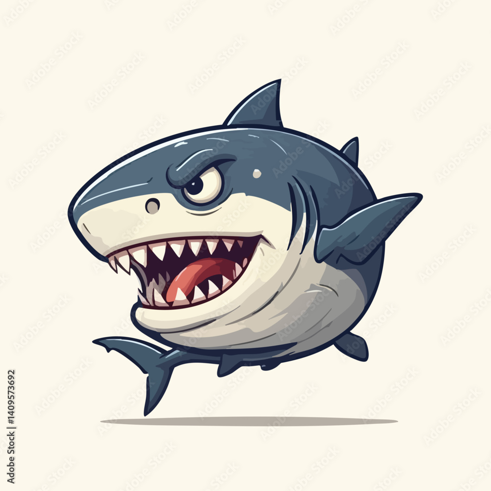 Cartoon Shark with Open Mouth and Sharp Teeth. Vector Image Cartoon Shark with Open Mouth and Sharp Teeth. Vector Image