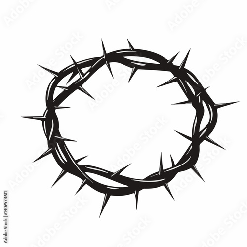 Circular thorny wreath illustration vector graphic. Vector Image