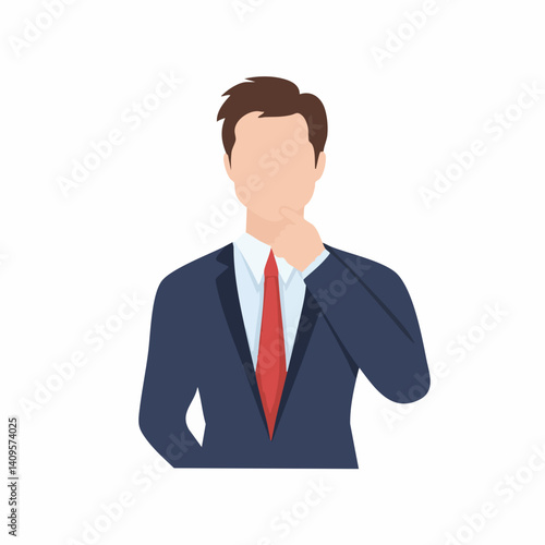 Businessman in Suit Contemplating Decision. Vector Image