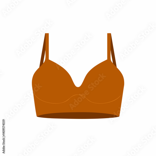 Brown Strapless Crop Top Vector Illustration. Vector Image