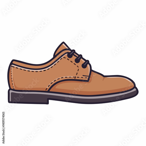 Brown Leather Oxford Shoe Illustration. Vector Image